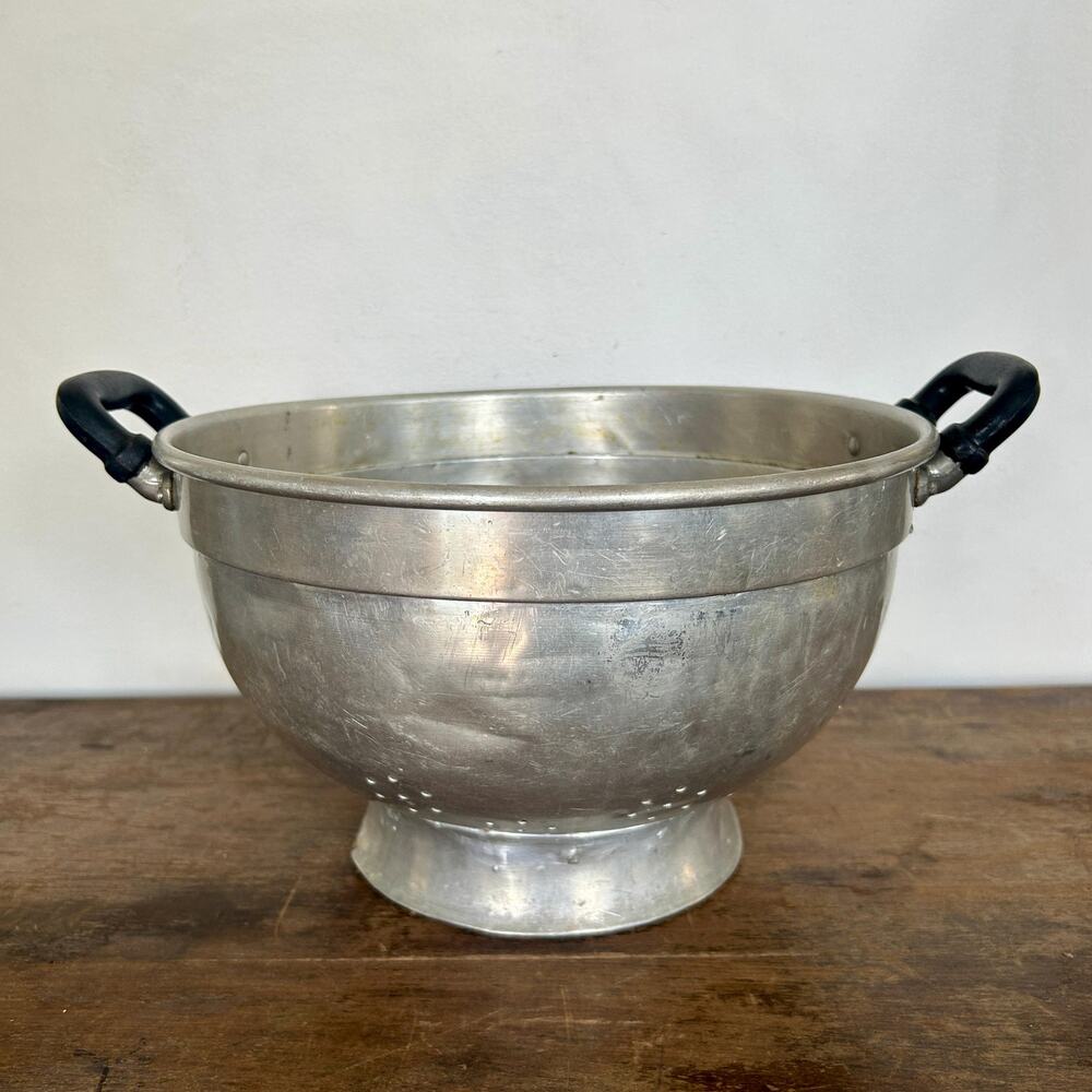 Vintage Mid Century Footed Aluminum Colander | Strainer | Kitchen Accessories